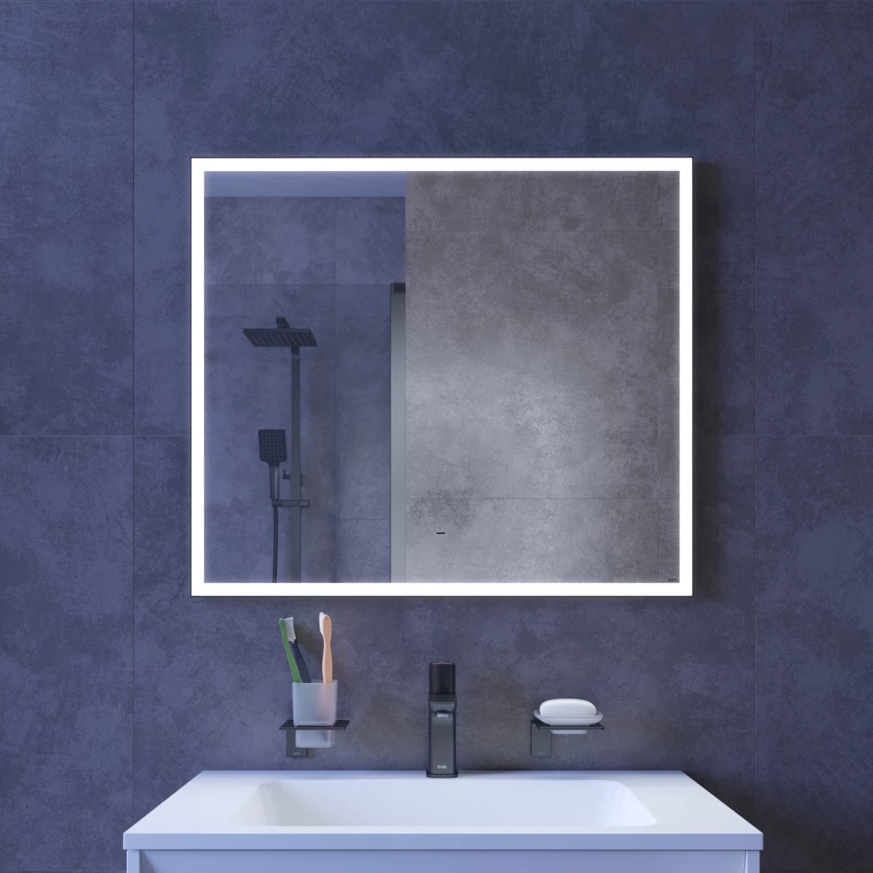 Зеркало 80x70 см черный IDDIS Slide SLI8000i98 зеркало cersanit led 011 design 80x70 см с подсветкой часы металл рамка прямоугольное