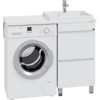 Тумба под раковину Санта Марс 700313 47,4 см, напольная, над стиральной машиной, белый глянец