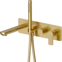 Смеситель для ванны Newform Haka 72072E.59.097 встраиваемый, с душевым гарнитуром, золотой матовый