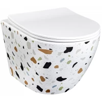 Унитаз подвесной Rea Carlo Terazzo REA-C8005 безободковый, с сиденьем микролифт, мультиколор