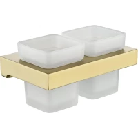 Стакан для зубных щеток Grocenberg AC0022MG двойной, настенный, золотой матовый