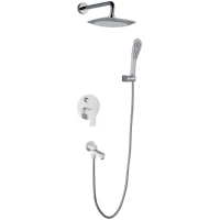 Душевой комплект Gappo G7148-8 230 мм, со смесителем, хром/белый