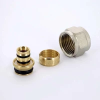 Соединитель обжим для металлопластиковых труб 16 х 2,0 х 1/2