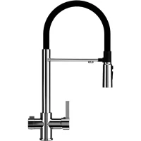 Смеситель для кухни Ulgran U-026 с подключением к фильтру, гибким изливом, хром