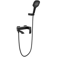 Смеситель для ванны Hansberge H4077BL с душевым гарнитуром, черный матовый