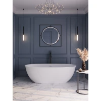 Ванна из литьевого мрамора BelBagno Marino Solid Surface BB-MARINO-170-76-54-SSB 170x77 см, отдельностоящая, белый матовый