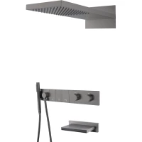 Душевой комплект Boheme Zodiac 133-2-GM 230 мм, с термостатом, графит матовый