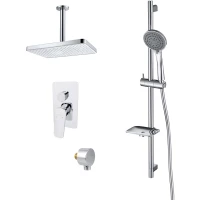 Душевой комплект Aquatek Вега AQ1075CR 305x205 мм, со смесителем, хром