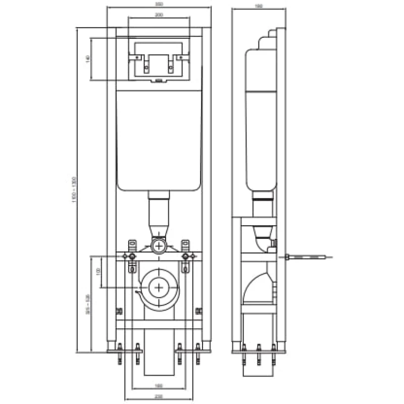 Монтажный элемент для подвесного унитаза, 110 мм Vidima W371267