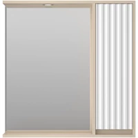 Зеркальный шкаф Brevita Balaton BAL-04080-03-01П 77,6x80 см R, с подсветкой, выключателем, белый матовый/бежевый матовый