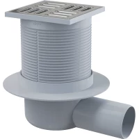 Душевой трап AlcaPlast APV1 105x105/50 мм, с решеткой, перфорированный, хром