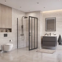 Душевой уголок BelBagno Uno UNO-195-AHF-31-90/100-C-NERO 90x100 см, профиль черный матовый, стекло прозрачное