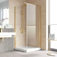 Душевой уголок Vegas Glass EP-Fis LUX 80*90 09 Moru R 80x90 см R, профиль золотой, стекло рифленое