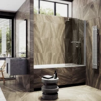 Шторка на ванну MaybahGlass MGV-777-5 60 см, профиль матовый хром, стекло бронза