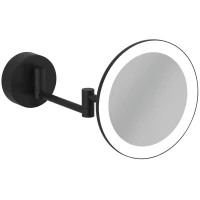 Зеркало косметическое Kludi Vela R 5899539W с 3x увеличением, настенное, с подсветкой, выключателем, черный матовый