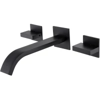 Смеситель для раковины Abber Wasserfall AF8612B встраиваемый, черный матовый