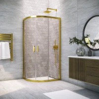 Душевой уголок Vegas Glass ZS Novo h2000 120 03 05 120x120 см, профиль золотой матовый, стекло бронза