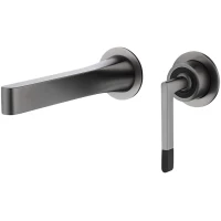 Смеситель для раковины Boheme Duo 165-SGM встраиваемый, графит глянец