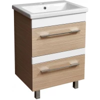 Тумба с раковиной зебрано светлый/белый глянец 60 см Stella Polar Симона SETSP-00000169/UM-COM60/1