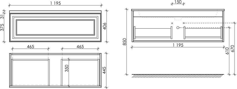 Тумба с раковиной бежевый матовый 121 см Sancos Very VR120CE + CN7017 SET/VR120CE/CN7017 - фото 8