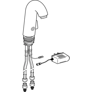 Изображение товара сенсорный смеситель для раковины geberit тип 60, питание от сети, с миксером и ручкой 115.722.21.1