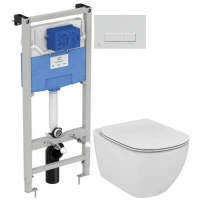 Комплект подвесной унитаз T0079V1 + T3527V1 + система инсталляции  R020467 + R0121AA Ideal Standard Prosys Tesi T0079V1R0121AA