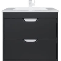 Тумба с раковиной Uperwood Modul 393020549 62 см, подвесная, черный матовый/белый матовый