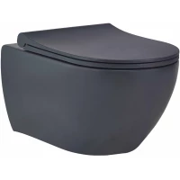Унитаз подвесной beWash Bogen 88303680 безободковый, с функцией биде, с сиденьем микролифт, антрацит матовый
