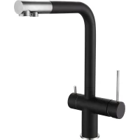 Смеситель для кухни Rivelato Lugano 1523513 nero cromo с подключением к фильтру, хром/черный