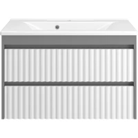 Тумба под раковину Brevita Balaton BAL-06090-01-012Я 88 см, подвесная, белый матовый/серый матовый