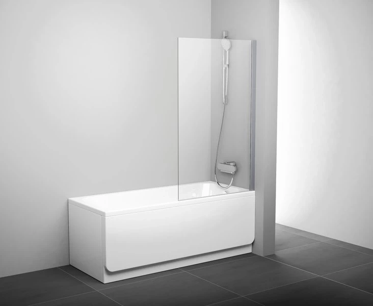 Шторка для ванны неподвижная одноэлементная Ravak PVS1-80 белая+транспарент 79840100Z1 - фото 1