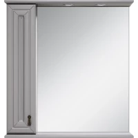 Зеркальный шкаф Misty Лувр П-Лвр03075-1504Л 75x80 см L, с подсветкой, выключателем, серый матовый