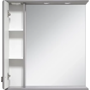 Изображение товара зеркальный шкаф misty лувр п-лвр03075-1504л 75x80 см l, с подсветкой, выключателем, серый матовый