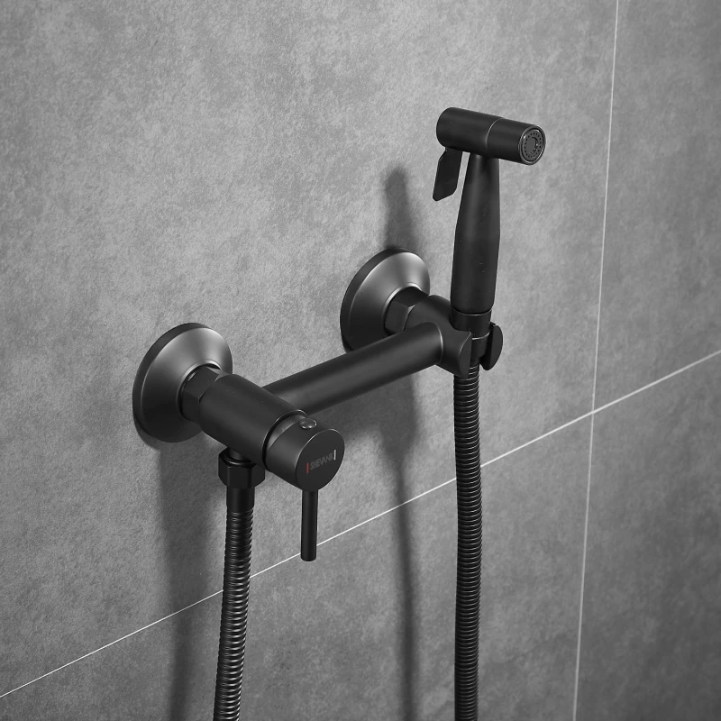 Гигиенический душ Shevanik S107H со смесителем, черный матовый