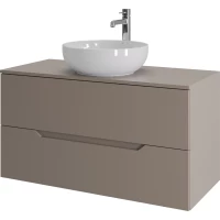 Тумба с раковиной Orange Line Li-100TuLMDF+B07-420W 100,4 см, подвесная, со столешницей, латте матовый