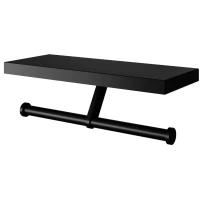 Держатель туалетной бумаги Wonzon & Woghand WW-V3802-MB с полкой для телефона, двойной, черный матовый