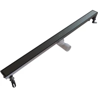 Душевой трап (лоток) Knotlor Terra SDRW0900GM 90 см, с решеткой, 2 в 1 под плитку, вороненая сталь