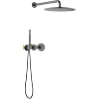 Душевой комплект Timo Saona SX-2359/18SM 300 мм, с термостатом, вороненая сталь