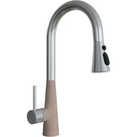 Смеситель для кухни Florentina Вита Про 313.29Н.1223.107 с выдвижным изливом, нержавеющая сталь/песочный
