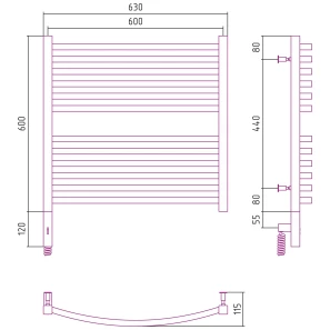 Изображение товара полотенцесушитель электрический 600x600 мэм левый сунержа аркус 3.0 00-5704-6060