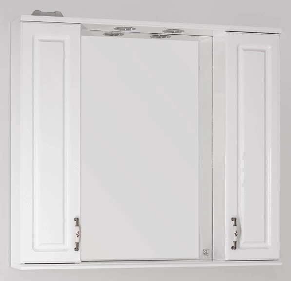 Зеркальный шкаф 90x83 см белый глянец Style Line Олеандр-2 ЛС-00000242 зеркальный шкаф 65x83 см белый глянец style line панда фьюжн лс 00000078
