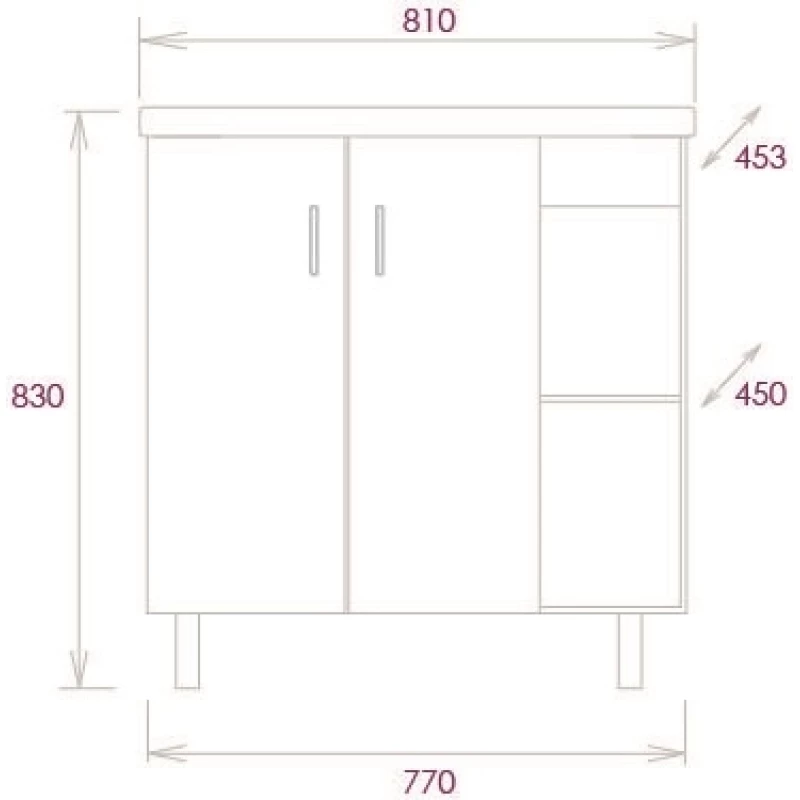 Комплект мебели дуб сонома/серый матовый 81 см Onika Тимбер 108046 + 4640021065198 + 208091