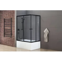 Душевой уголок с поддоном Royal Bath RB8120BP-T-BL-L 120x80 см L, профиль черный матовый, стекло прозрачное