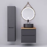 Комплект мебели серый матовый 60 см со столешницей бук светлый Jorno Wood Wood.01.60/P/GR + Wood.06.60/LW + 0025403 + Wood.02.50/TK