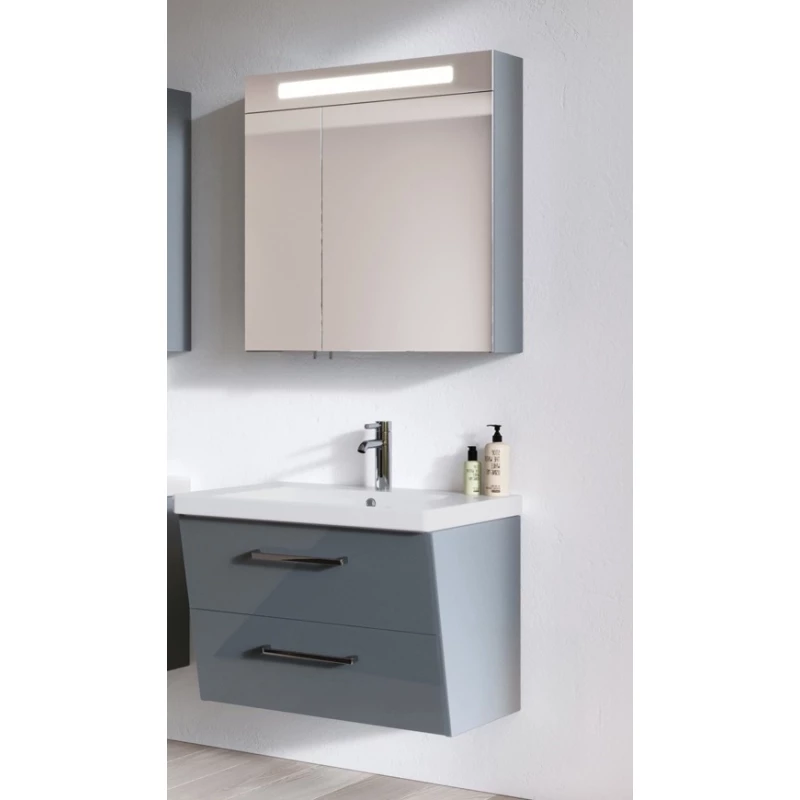 Зеркальный шкаф 75x75 см серый цемент глянец Verona Susan SU602RG29