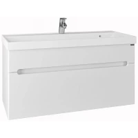 Тумба с раковиной белый глянец 100 см Санта Лондон 224008L + CLASSIC100M