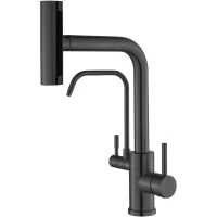 Смеситель для кухни Zorg SH 091 PVD GRAFIT с подключением к фильтру, выдвижным изливом, графит