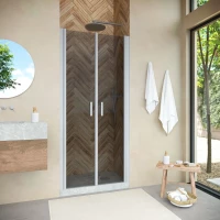 Душевая дверь Vegas Glass E2P NOVO 75 07 07 75 см, профиль матовый хром, стекло графитовое