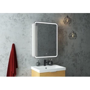 Изображение товара зеркальный шкаф 60x80 см белый матовый l art&max platino am-pla-600-800-1d-l-ds-f
