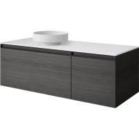 Тумба с раковиной Armadi Art Quatro Oak Antracite 790-M2-120-OA-A + 792-120-W + 801-MW 121 см L , подвесная, со столешницей, темный дуб